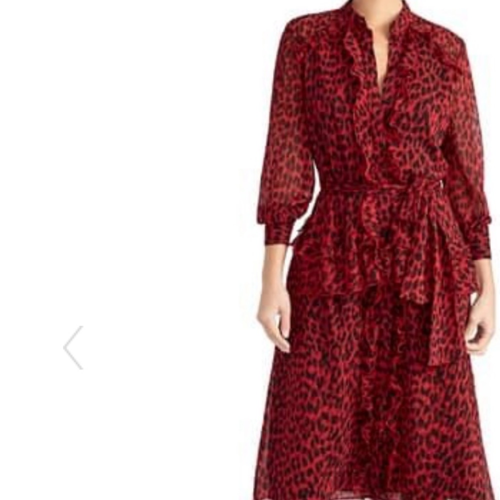 Animal Print Ox Blood & Black Red Ruffle Leopard Print MIDI Dress ❤️